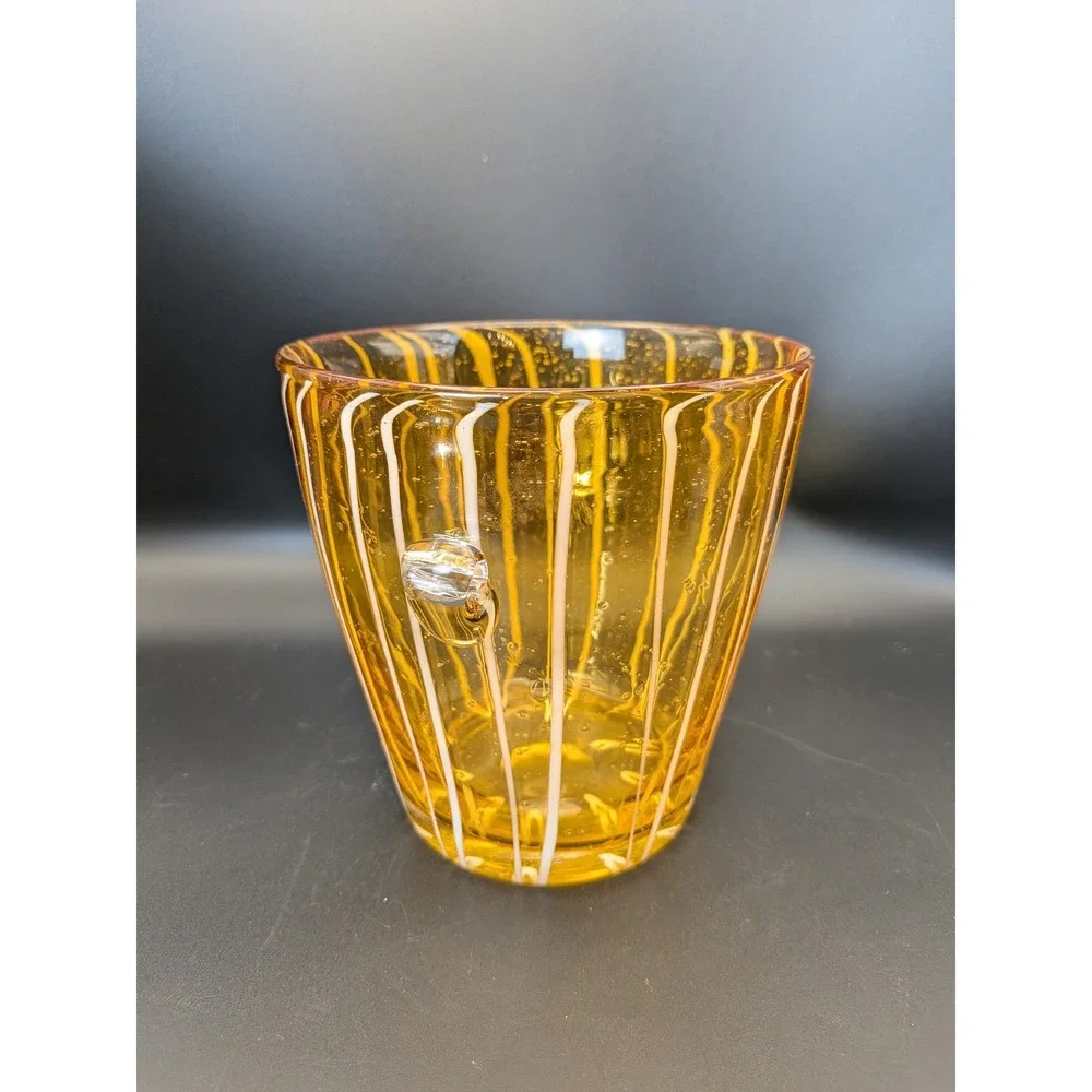 MCM Venini for Disaronno Amber and White Fused Glass Ice Bucket Murano
